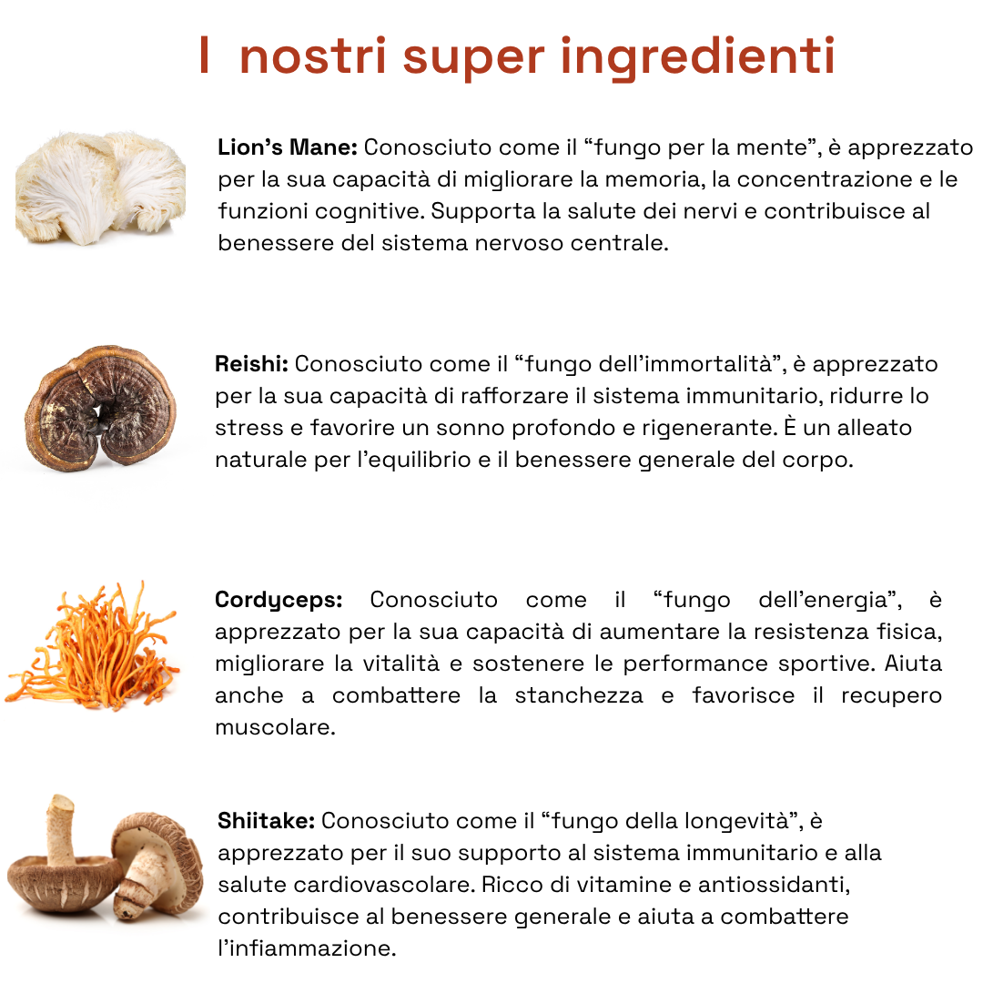 MUSHDOSE - 6 funghi adattogeni in un caffè funzionale