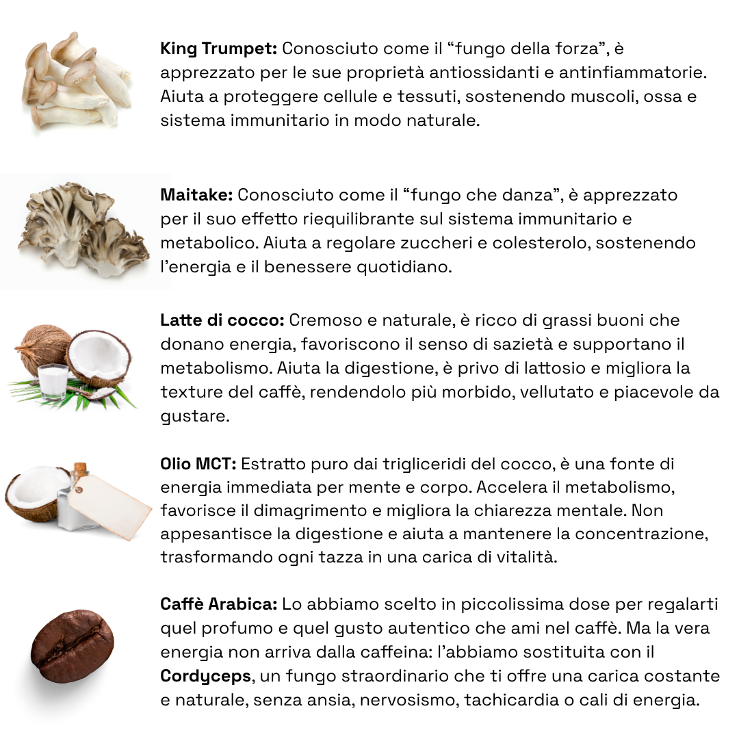 MUSHDOSE - 6 funghi adattogeni in un caffè funzionale